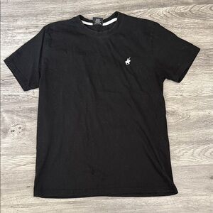 Men's Black Short Sleeve Crewneck T-Shirt with Small Chest Logo